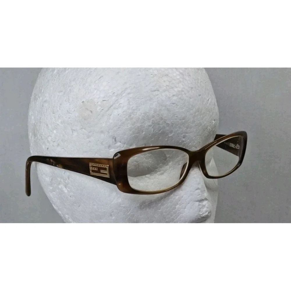 Fendi‎ Vintage Eyeglasses F716R Brown Tortoise Gold 200 140 Frame Women's